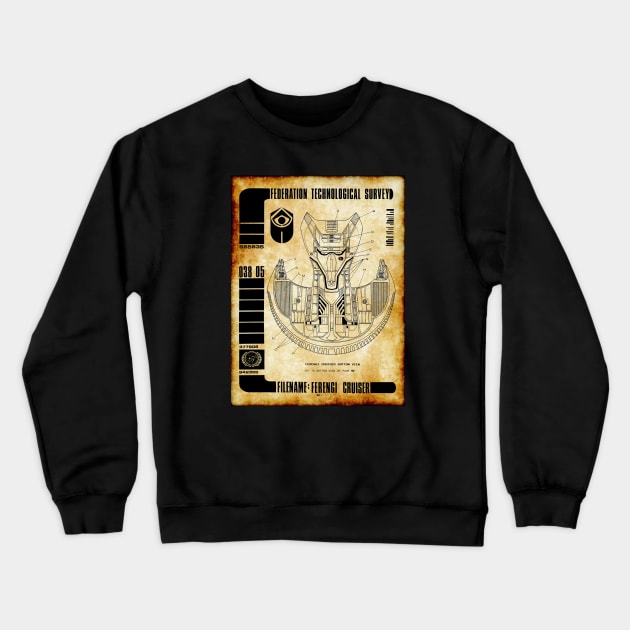 Parchment Showing Galactic Traders Star Ship Crewneck Sweatshirt by Starbase79